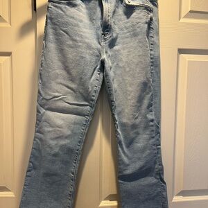 MOTHER Insider Crop Step Fray Jeans in Light Blue